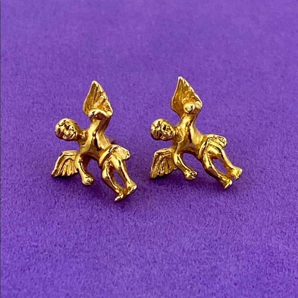 💛 Vintage Gold Plated Cherub Earrings